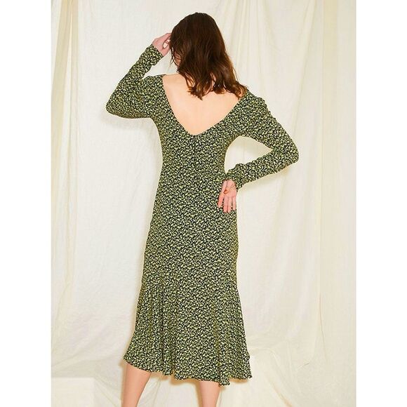 Eimy Istoire Stormi Flower Long Sleeve Midi Dress in Black M NWT - Picture 7 of 16